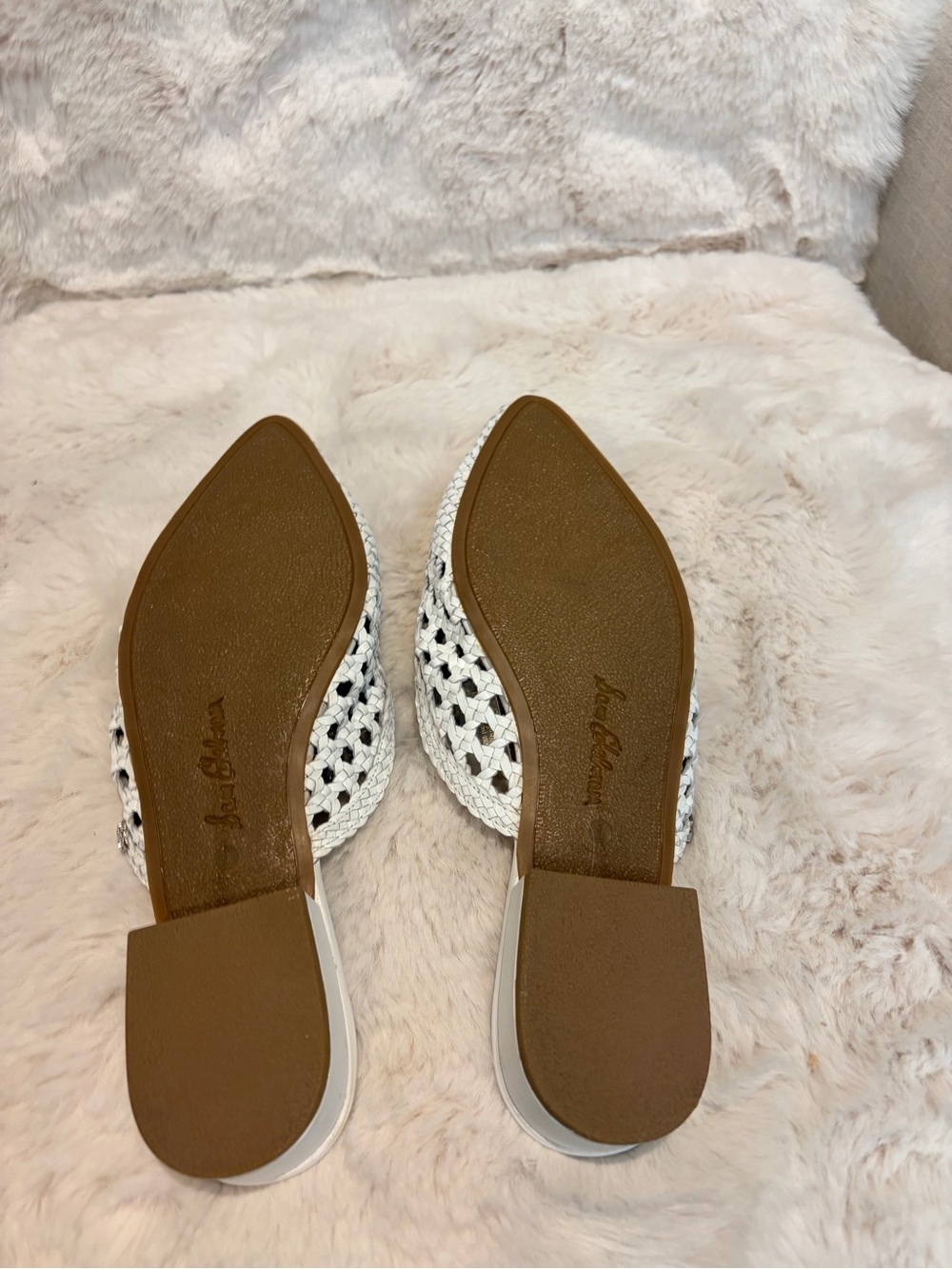 Sam Edelman White Woven Pointed-Toe Slingback Mules - Picture 4 of 5